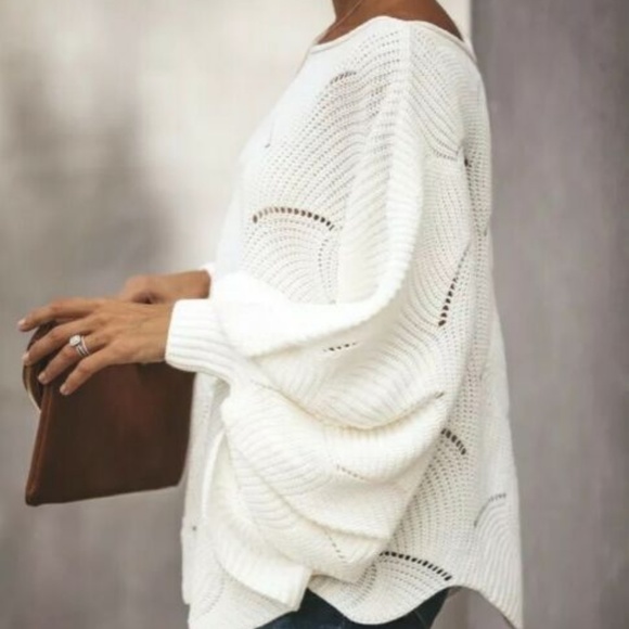 NWT Boutique Dolman Off White Knit Sweater Blouse - Picture 3 of 8